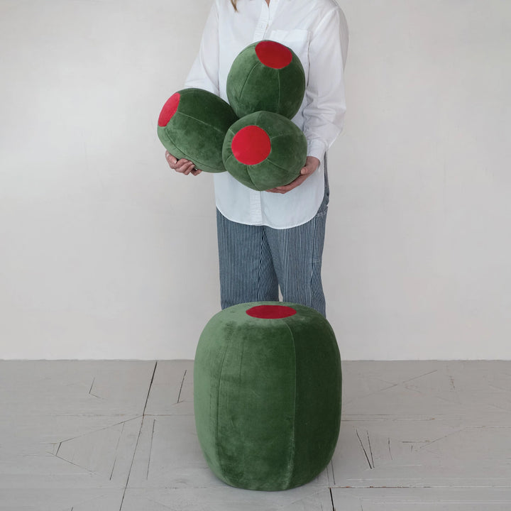 Cotton Velvet Olive Shaped Pillow