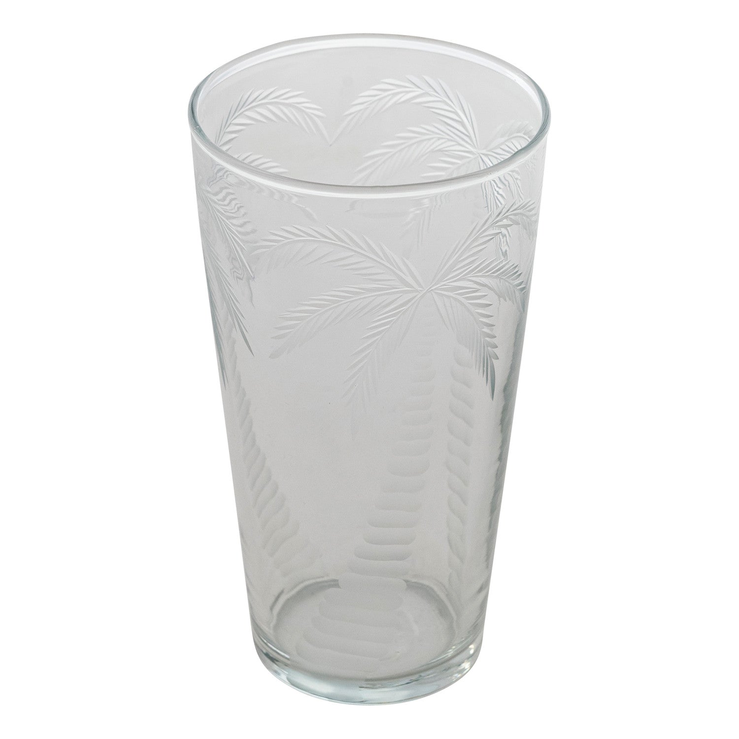 Etched Palm Trees Drinking Glass - 12 Oz