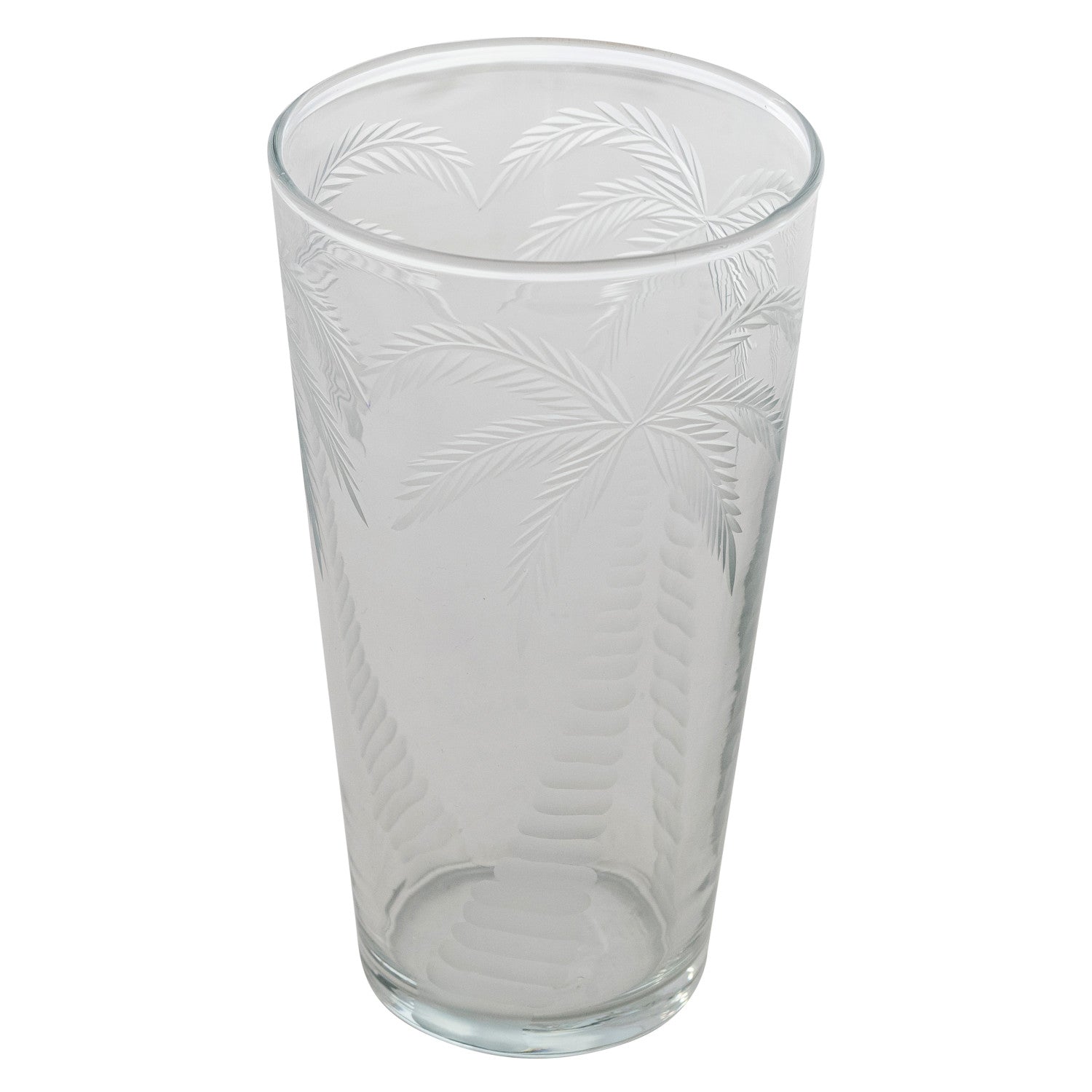 Etched Palm Trees Drinking Glass - 12 Oz