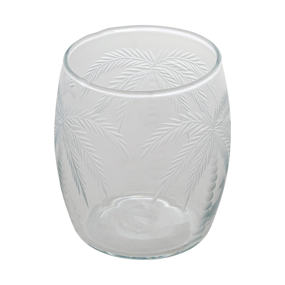 Etched Palm Trees Drinking Glass - 8 Oz