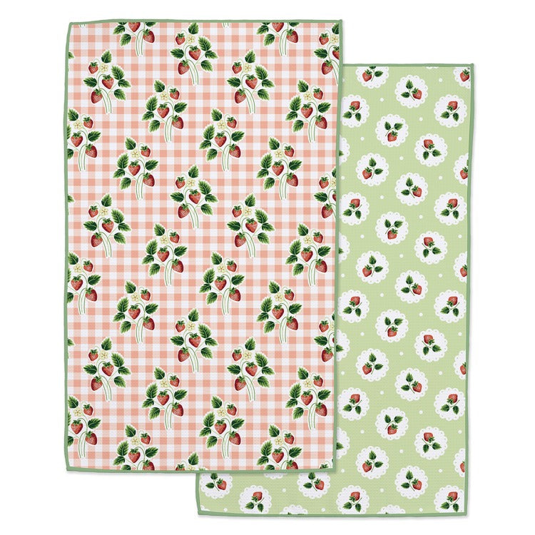 Strawberry Patch Printed Microfiber Dishtowel