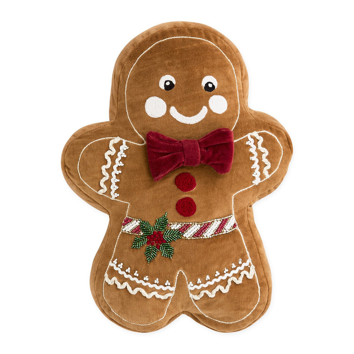 Gingerbread Boy Embellished Pillow