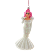 Drag Queens Ornament - Pink Wig Gold Dress