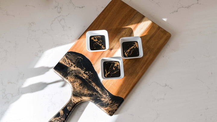 Ceramic Dipping Bowls - Black Ember