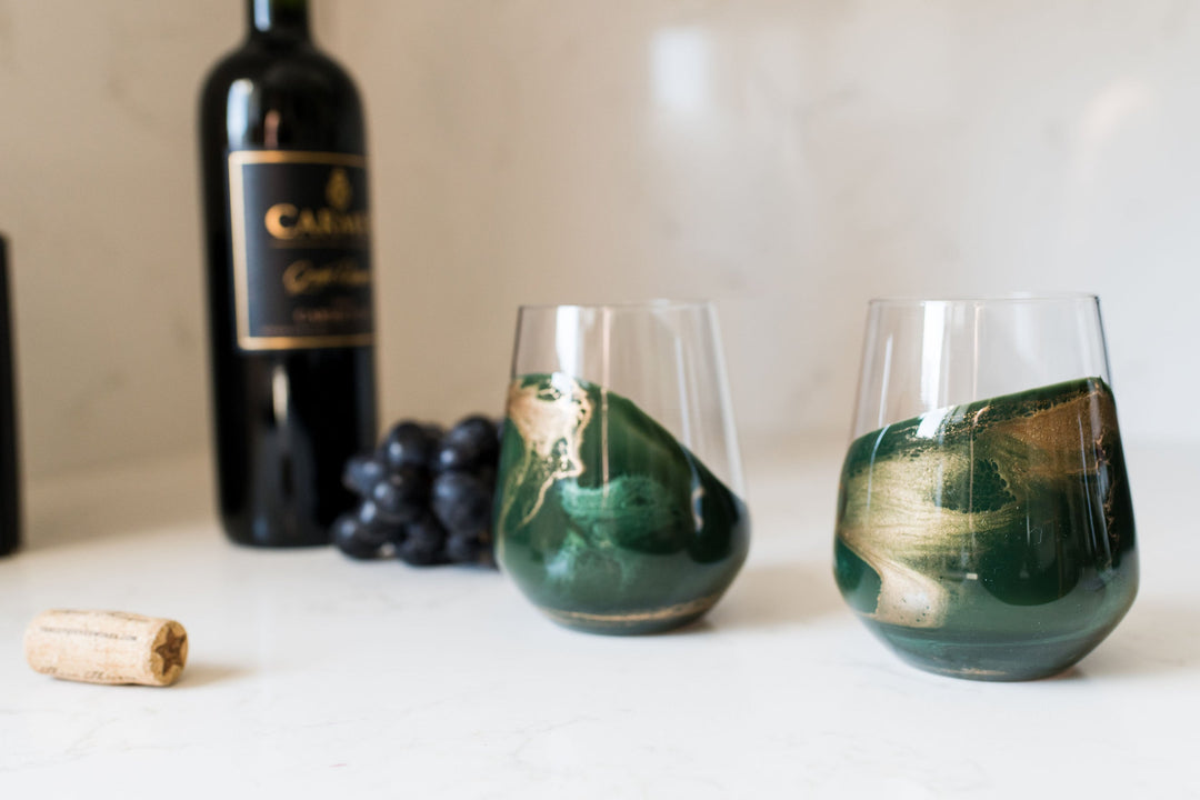 Resin Coated Entertaining Glasses - Jade