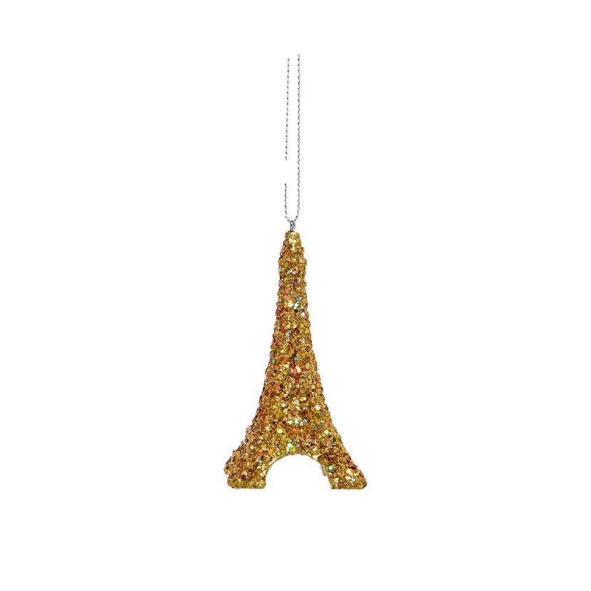 Bedazzled Eiffel Tower Ornament - Gold