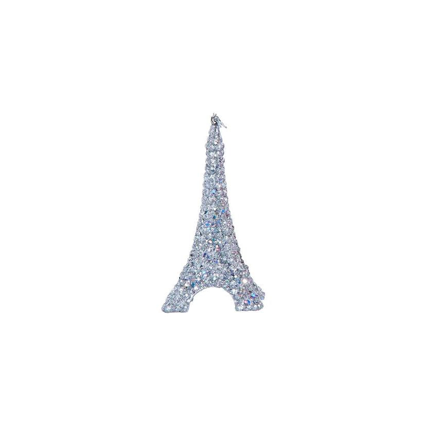 Bedazzled Eiffel Tower Ornament - Silver