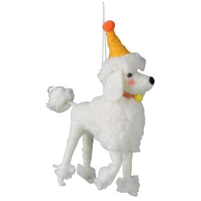 Poodle With Party Hat Felt Ornament