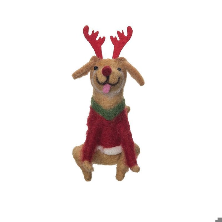 Dog Reindeer Figurine