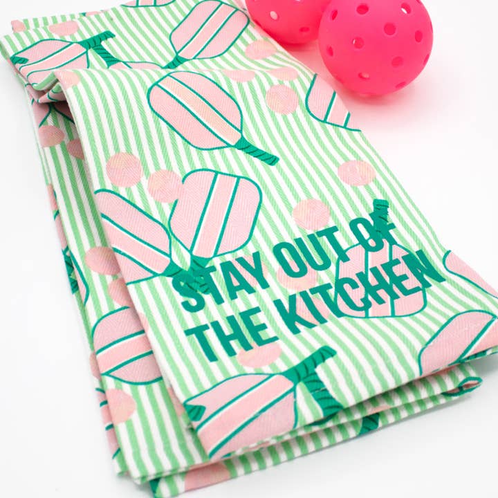 Pickleball Striped Kitchen Towel Set
