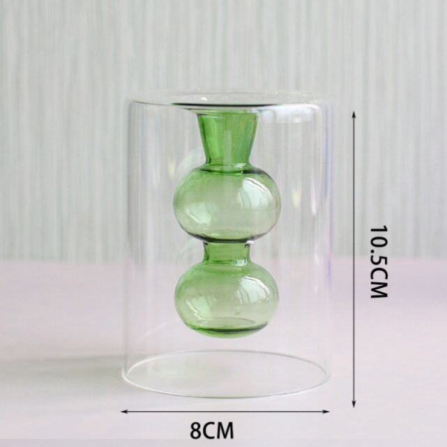 Hydroponic Transparent Glass Vase - Green