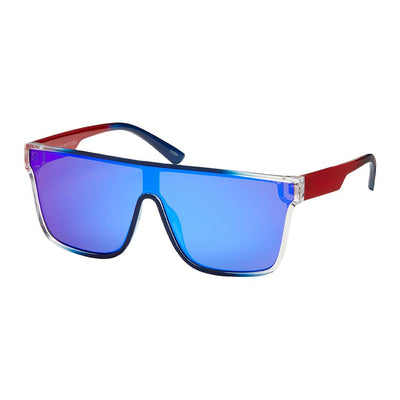 Shield Collection - Wrap Mirror Color Lens Sunglasses