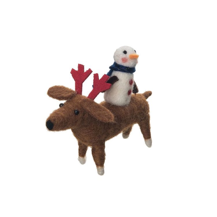 Dog With Snowman Figurine