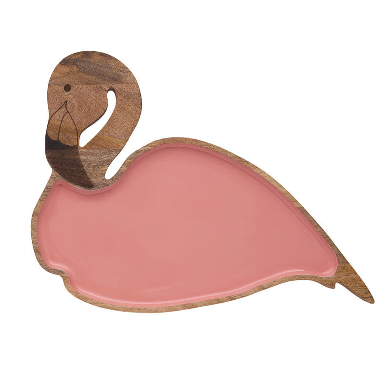 Flamingo Shaped Mango Wood Platter Tray