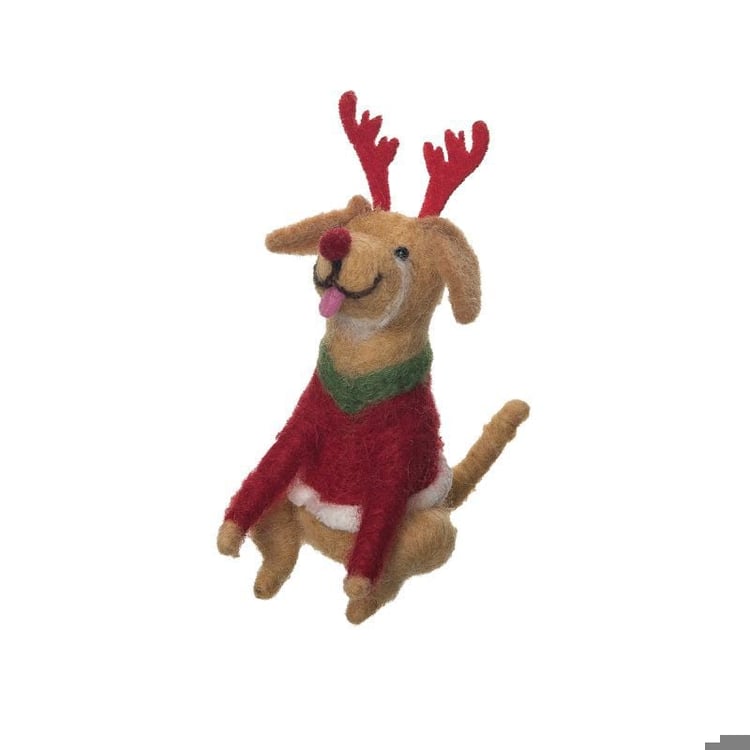 Dog Reindeer Figurine