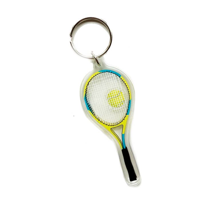 Tennis Racket With Tennis Ball Shaker Keychain