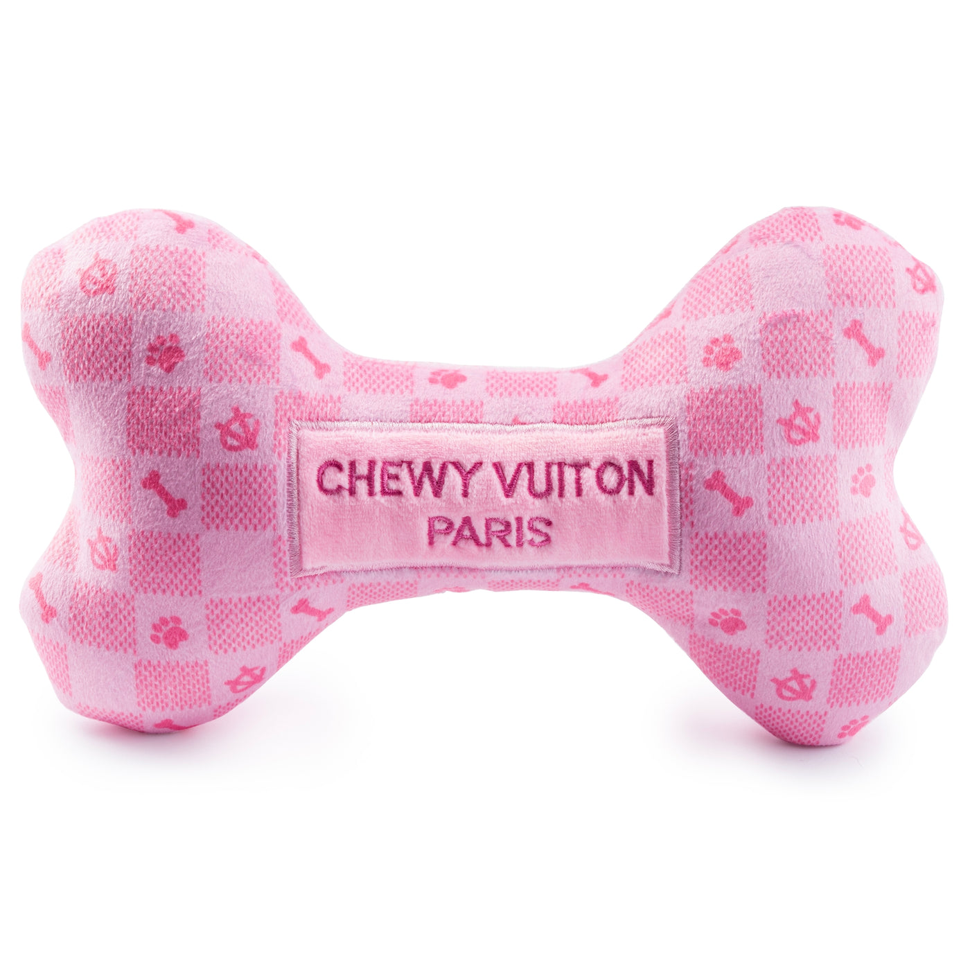 Pink Checker Chewy Vuiton Bone Toy - Large