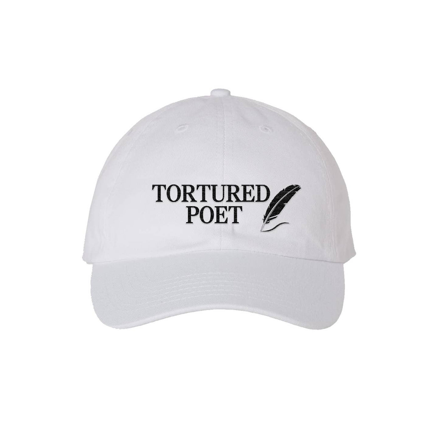 Tortured Poet Embroidered Dad Hat - White