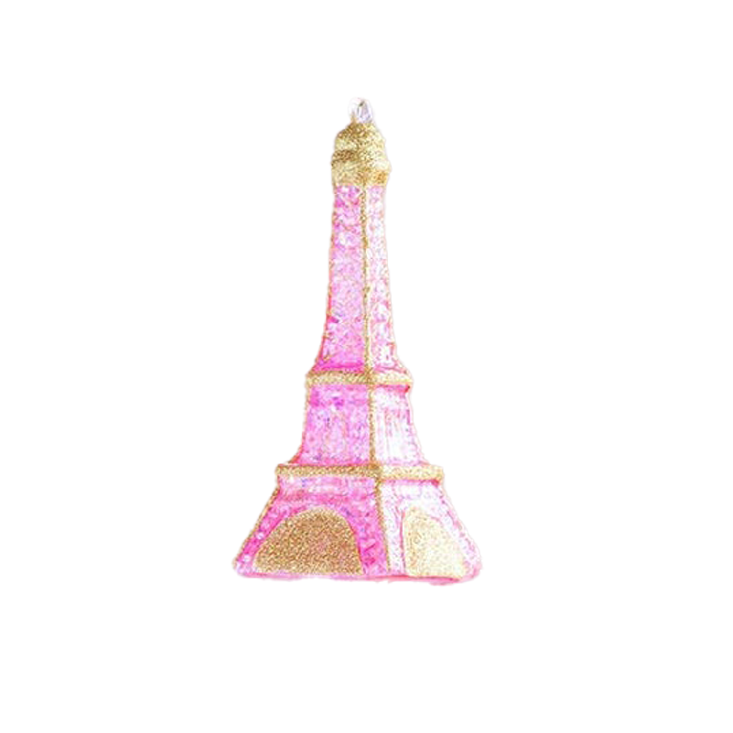 Rainbow Eiffel Tower Ornament - Light Pink