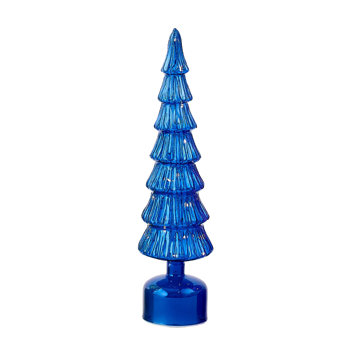 Revolving Lighted Glass Tree Table Top Piece - Blue