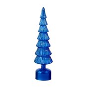 Revolving Lighted Glass Tree Table Top Piece - Blue
