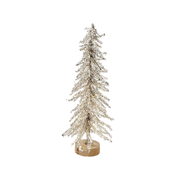 Lit Silver Tinsel Tabletop Tree - Small