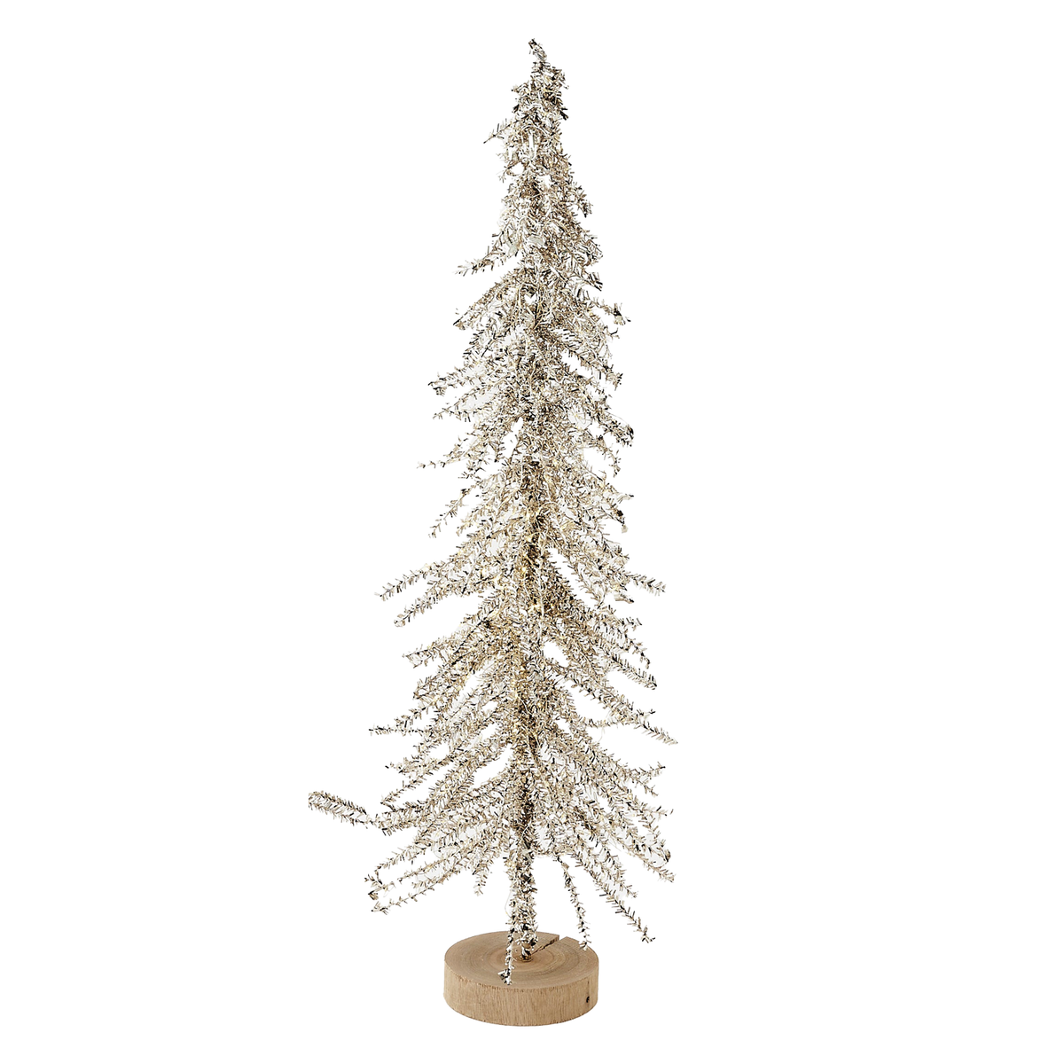 Lit Silver Tinsel Tabletop Tree - Large