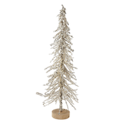 Lit Silver Tinsel Tabletop Tree - Large