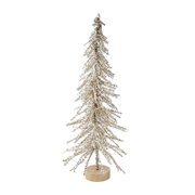 Lit Silver Tinsel Tabletop Tree - Medium