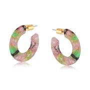 Ilona Flat Oval Hoop Resin Earrings - Pink - Just Fabulous Palm Springs