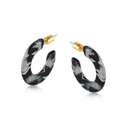 Hortense Thin Hoop Resin Earrings - Black/Grey/White - Just Fabulous Palm Springs