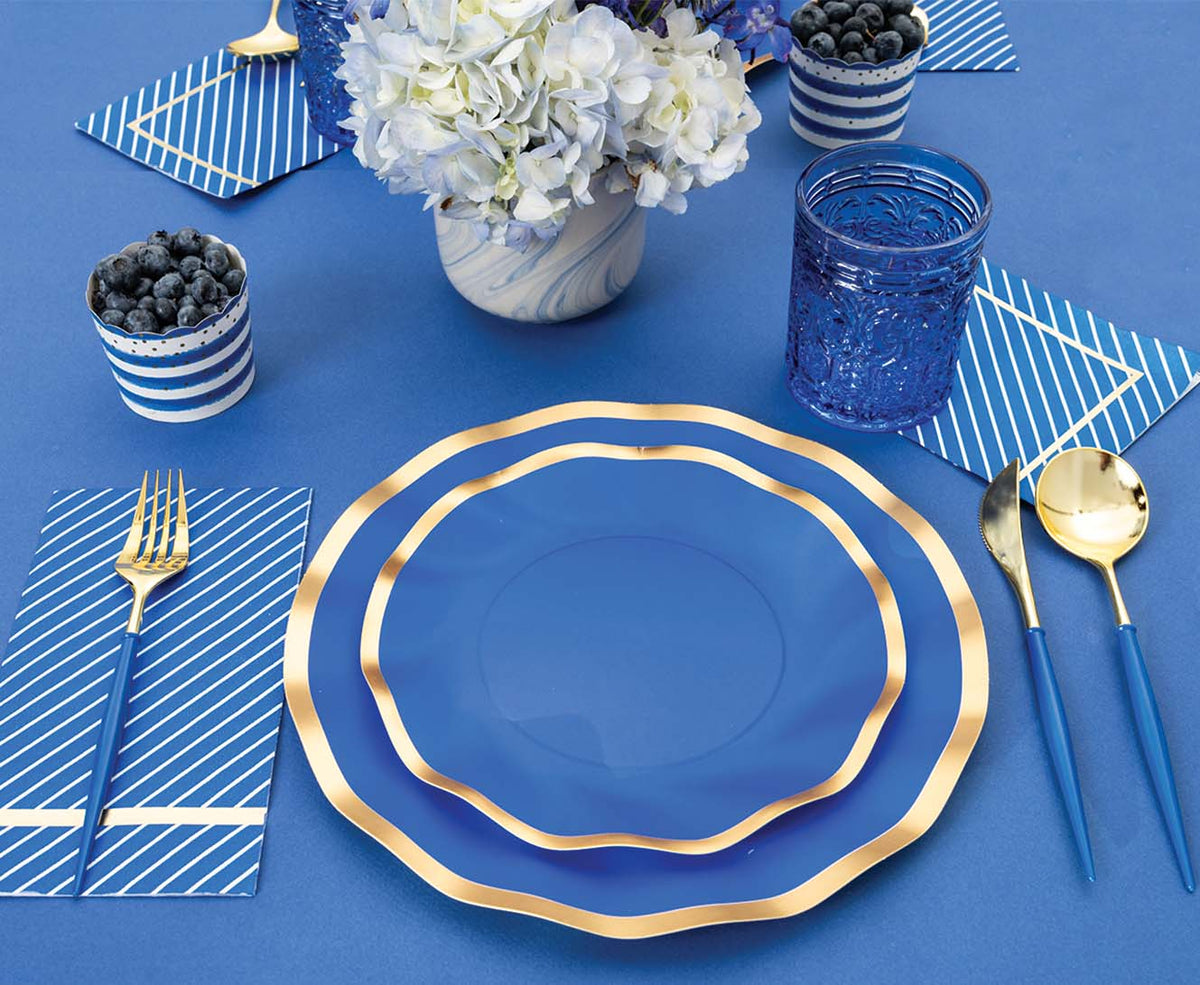 Blue & Gold Bella Plastic Cutlery - 24pc, Service For 8