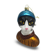 Tuxedo Cat With A Pearl Earring Ornament