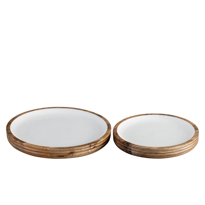 Mango Wood Round Platter Set
