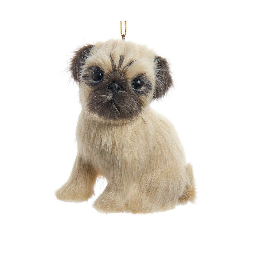 Furry Pug Dog Ornament
