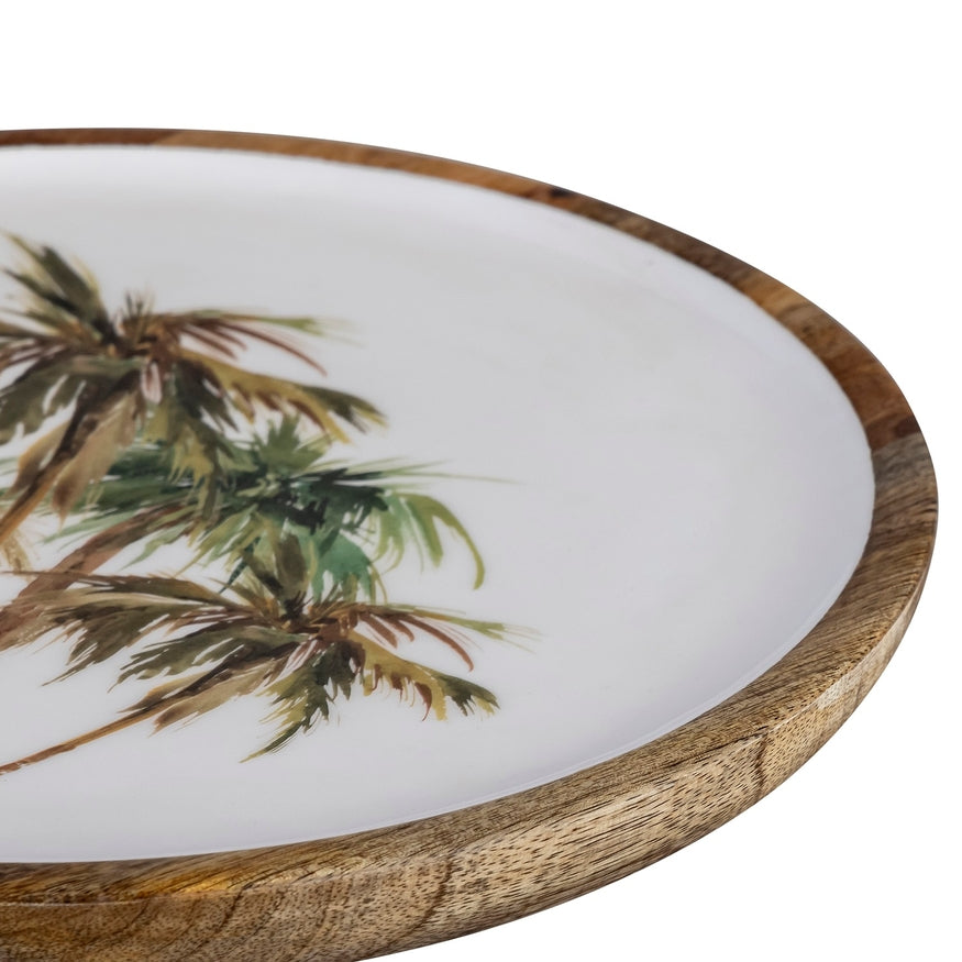 Mango Wood Colorful Palm Tree Plate