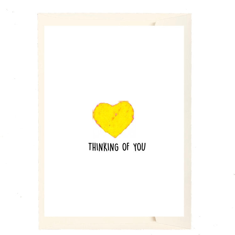Thinking of You - Yellow Heart Greeting Card