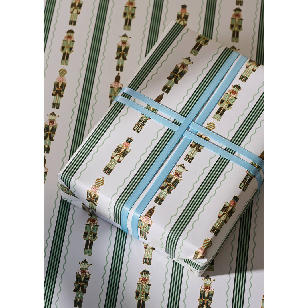 Nutcracker & Stripe Stars Double Sided Wrapping Paper