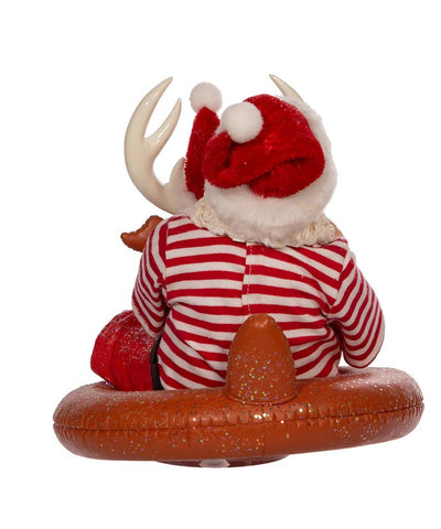 7.5" Fabriche Beach Santa Sitting In Reindeer Float