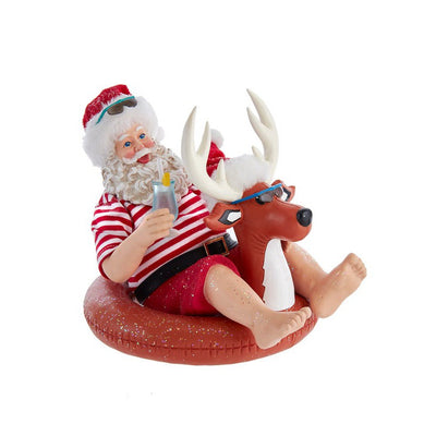 7.5" Fabriche Beach Santa Sitting In Reindeer Float