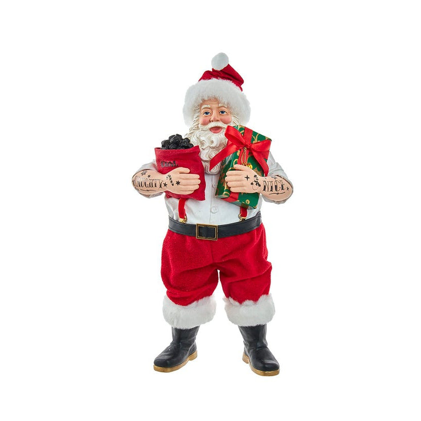 10.5" Fabriche Tattoo Santa With Gift Box