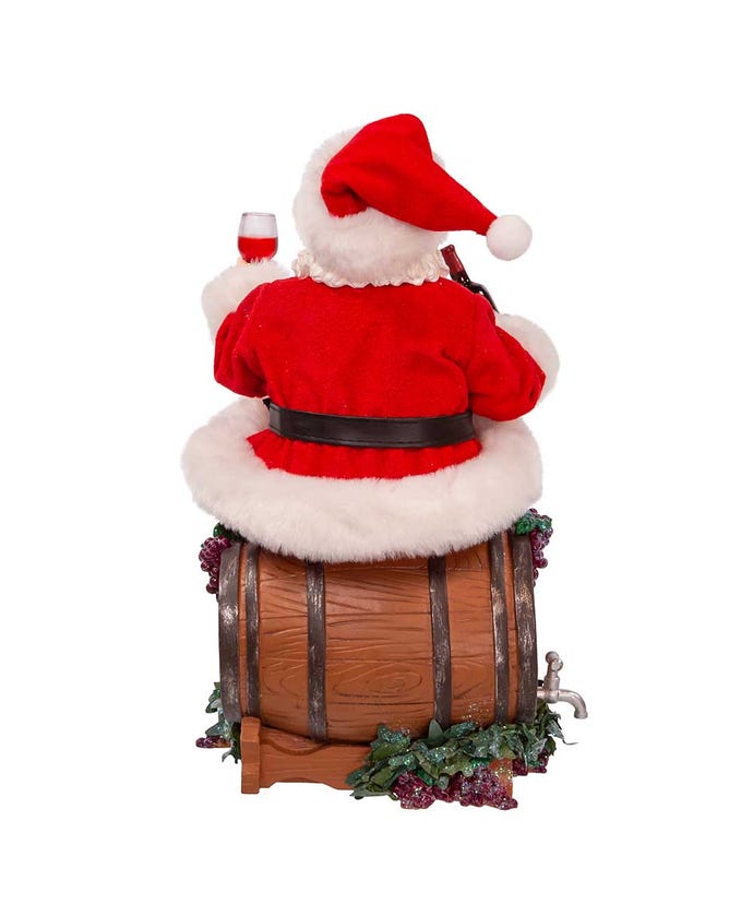 Fabriché Santa Sitting On Wine Barrel Piece