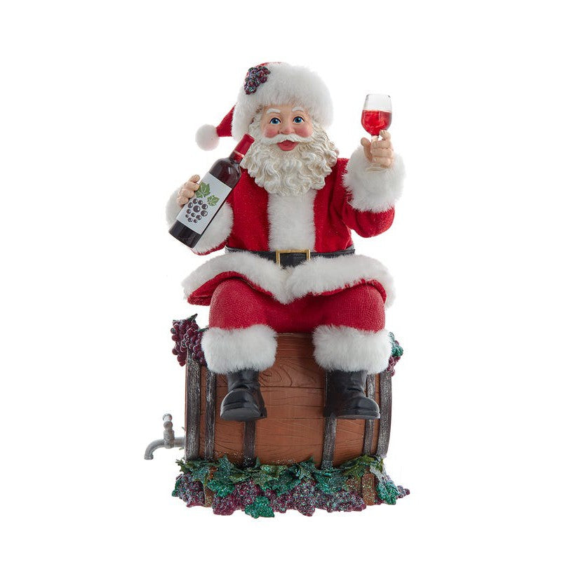 Fabriché Santa Sitting On Wine Barrel Piece