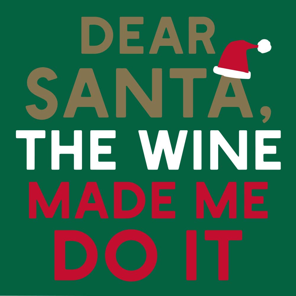 The Wine Made Me Do It Christmas Cocktail Napkins