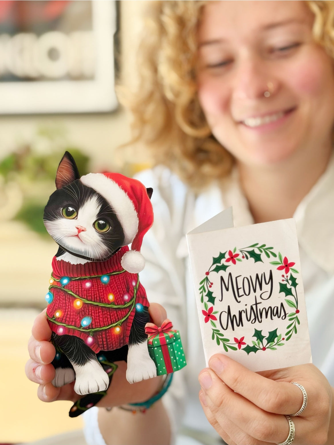 Mini Christmas Kitten Pop Up Card