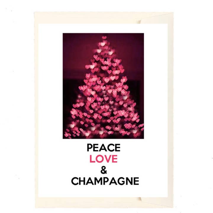 Peace Love Champagne Holiday Card