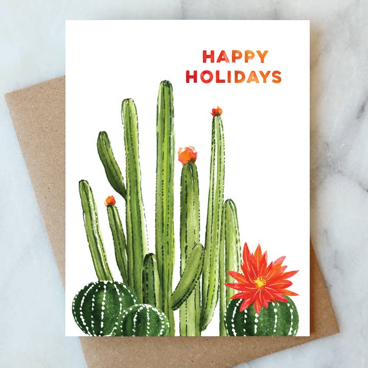 Blooming Cactus Holiday Card