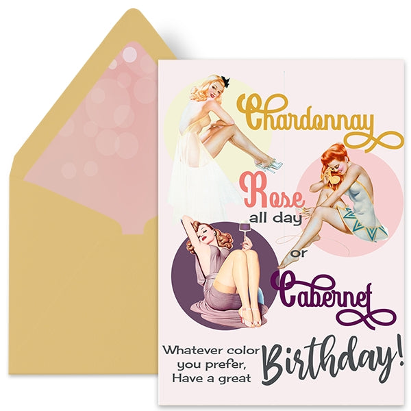 Wine Lover Pin Up Girl Birthday Card