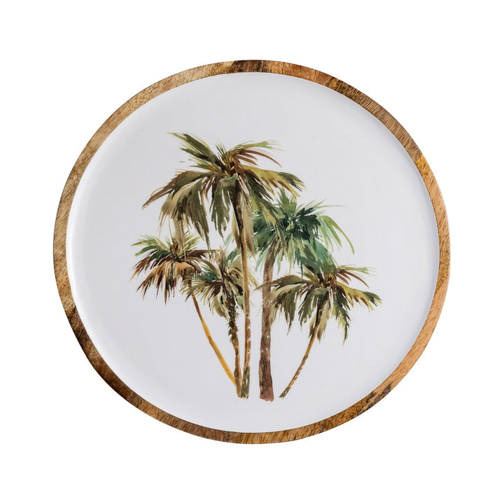 Mango Wood Colorful Palm Tree Serving Plate