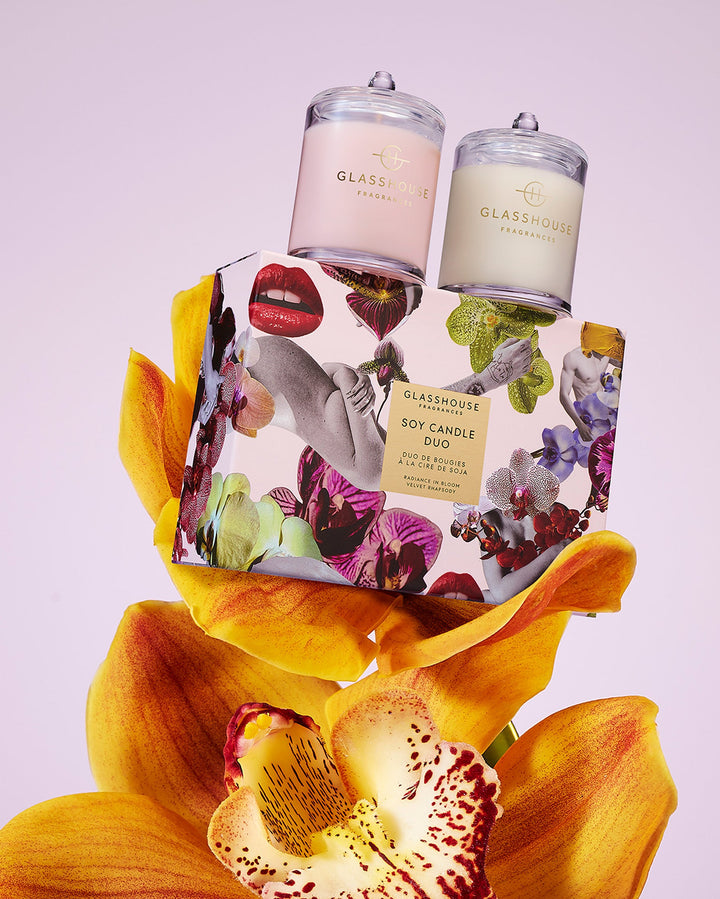 Glasshouse Fragrances Soy Candle Duo (2x200g Radiance In Bloom & Velvet Rhapsody)